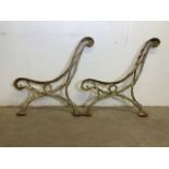 A pair of Coalbrookdale style Victorian bench ends. W:70cm x H:70cm
