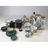 A selection of Portmerion ceramics to including a coffee pot, three storage jars and graduated pots,