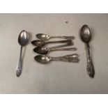 A collection of sterling silver tea spoons. 5.6oz.