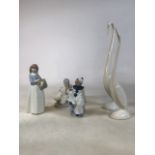 A Collection of Lladro and Lladro style figures. Birds signed HW