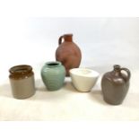 Collection of pottery to include a 1930s vintage Lovatts ribbed vase and other items.