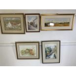 Five originals watercolours , Anne Williams and others. Anne Williams W:21cm x H:28cm