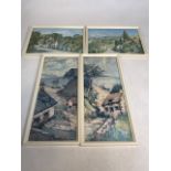 Two country-side watercolour prints of West Sussex by Max Hofler and two country-side watercolour