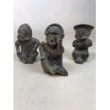 A collection of Mayan clay seated figurines H:16cm