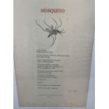 TED HUGHES (1930-1998) . A copy of Mosquito. Limited edition hand printed by The Morrigu Press