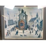 L.S Lowry (1887-1976). A street in Clitheroe framed print. Print size W:67cm x H:55cm. Frame size W: