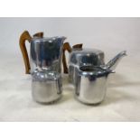 Picquot ware tea and coffee pots also with milk jug and sugar bowl.