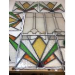 Eight stained glass panel. Average W:40cm x H:38cm