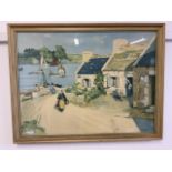 R.Wintz seaside print in frame. W:69cm x H:53cm