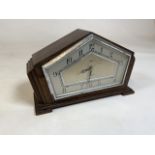 An Art Deco 8 day mantle clock, J Smith and Sons Derby. W:24cm x D:8cm x H:15cm