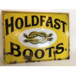 An enamel Holdfast Boots advertising sign early20th century W:61cm x H:46cm