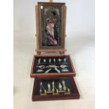 Various nautical knots in two display cases together with a Mucha style mirror entitled Summer W: