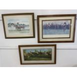 Three framed horse racing prints. Cecil Aldin, Mark Smallman and one other. W:70cm x H:58cm