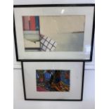 Two semi abstract originals works of art. Watercolour on paper and an oil pastel also on paper.