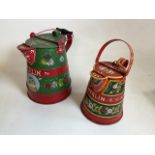 Two painted Bargeware water jugs with painted detail featuring a Merlin W:30cm x H:29cm