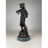 After Adrien Etienne Gaudez (French 1845-1902). A bronzed figure of a young chef playing the violin,