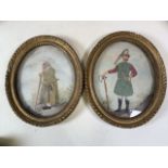 Two oval ornate frames with decoupage figures. W:31cm x H:26cm