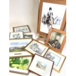 Selection of prints and a Royal photograph with HRH Queen Elizabeth and the late Prince Philip,