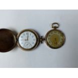 Two unmarked yellow metal pocket watches.