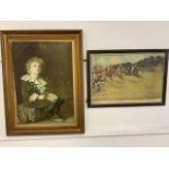 A large Pears print also with a Cecil Aldin The Bluemarket Races framed print. Aldin print W:66cm