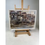 Oil on canvas of Weymouth harbour. Unsigned. W:58cm x H:43cm