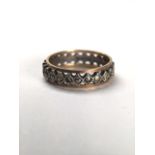 A 9ct gold silver and marcasite ring. 2.5g. Size M.