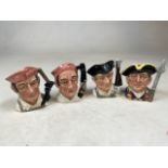 Four small Royal Doulton Williamsburg Toby jugs. H:9.5cm