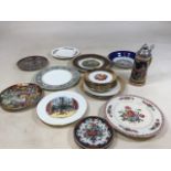 A collection of display plates and a German lidded beer stein No. 9350. To include two Franklin Mint