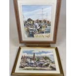 Two watercolour and pen paintings by Terry Duggan boat subjects. Approx W:30cm x H:34cm