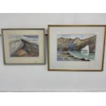 Two original watercolours by John Mercer Dorset coastline and another in modern quality frames.