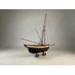 A model of the racing yacht Jolie Brise. Le Havre, 1913. With an anchor stand W:48cm x D:11cm x H: