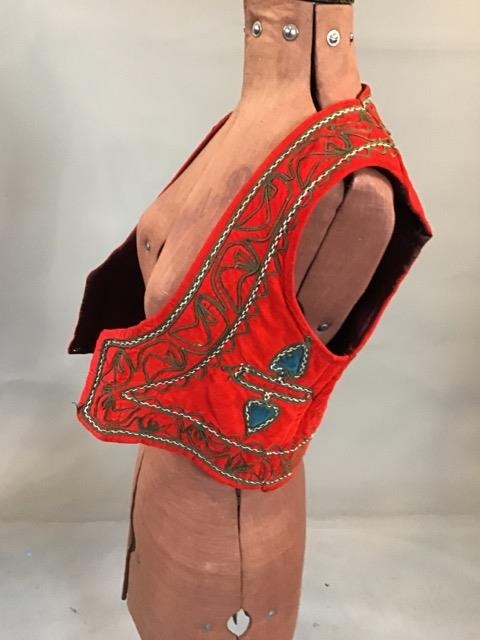 1960s middle eastern crewel work waistcoat together with a 1950s silk blouse with silk embroidered - Image 8 of 8
