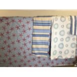 A Roman blind in Muelle Bay Pool Starfish design by Robert Alan W:202cm x H:148cm together with a