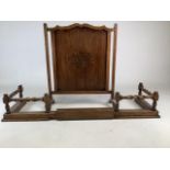 An oak fire screen together with an extending oak fire surround with barley twist decoration. Screen