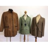 3 ladies jackets as new. 1 faux suede Orvis jacket with fake fur lining size XL. 1 wool/silk/linen