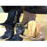 Tan leather Sancho cowboy boots size 6 with 3 other pairs of boots size 6