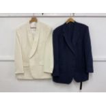 A HR tailored white suit jacket, together with a navy pinstripe pure wool two piece suit by Daks,