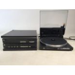 A Technics SL-3 DC Servo Automatic Turntable System record player, radio (AM/FM) and amplifier. (Not