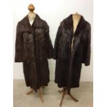 Two 1950s brown musquash fur coats.