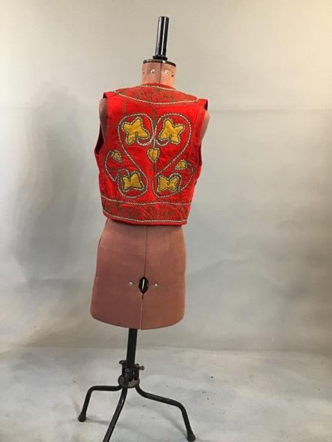 1960s middle eastern crewel work waistcoat together with a 1950s silk blouse with silk embroidered - Image 6 of 8
