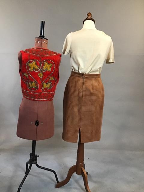 1960s middle eastern crewel work waistcoat together with a 1950s silk blouse with silk embroidered - Image 2 of 8