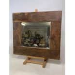 A rustic framed country pine mirror with perpex back. W:78cm x H:70cm