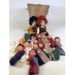 A pair of Rosie and Jim rag dolls together with a quantity of plastic headed childrenÃ¢â‚¬â„¢s glove