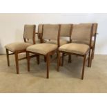A set of six mid century dining chairs by Vesper furniture, teak frames with upholstery period