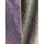 Two lengths of Chadni Chowk heavy jacquard fabrics W:105cm x H:460cm green W:115cm x H:600cm Blue