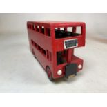 A wooden 20th century scratch built Exeter toy bus. W:37cm x D:13cm x H:20cm