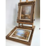 Two framed and signed oil on canvas forest scenes. One singled by Christopher Osborne, the other