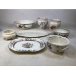 A collection of 20th century ceramics to include Spode platter, Masons plant holder, Wedgwood