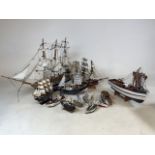 A selection of model ships to include sailing oats and fishing vessels (AF)