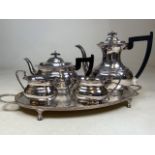 A silver plated Art Deco style coffee and tea set (Viners of Sheffield) also with a silver plated